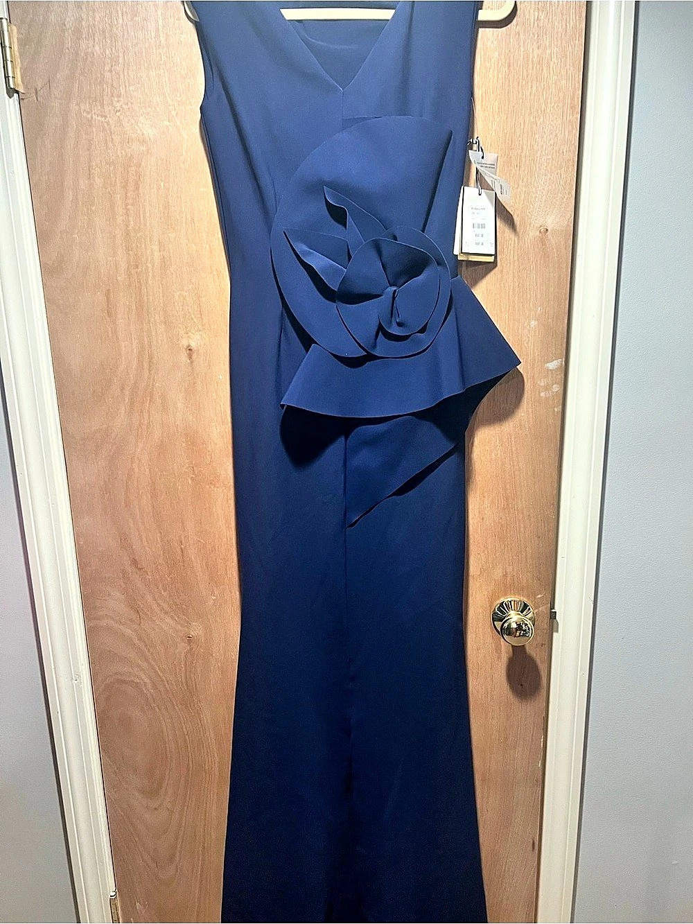 Chiara Boni Blue Floral Ruffle Maxi Dress Size 6 NWT